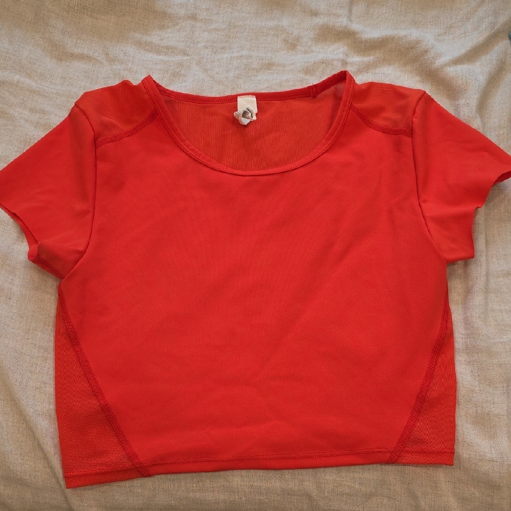 Aerie Vibrant Red Mesh Crop Top